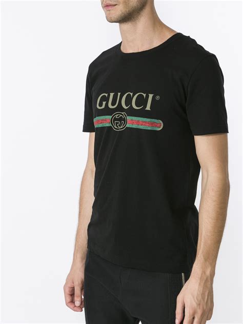 washed shirt with gucci print